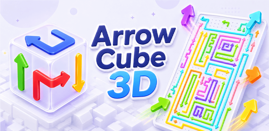 Arrow Cube 3D promotional artwork with colorful arrows