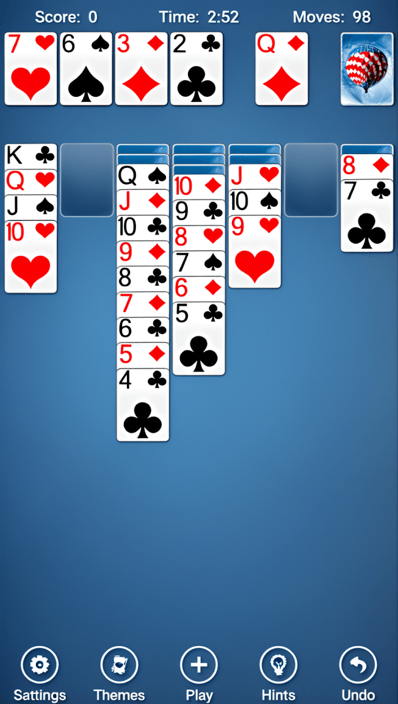 Mobile solitaire gameplay screenshot